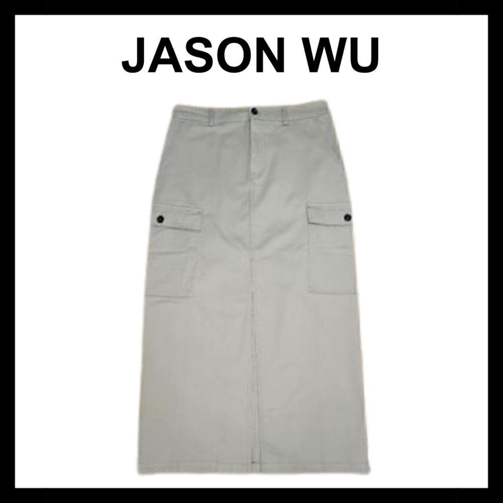 NWOT JASON WU Khaki front slit cargo midi skirt
